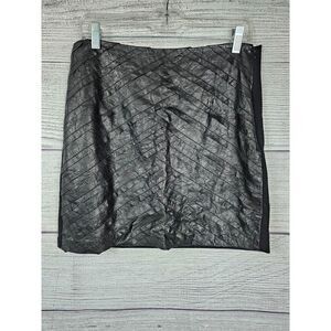 Catherine Malandrino Lamb Leather Front Skirt Black Size 8